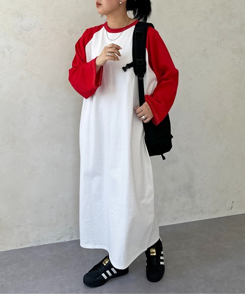 CPCM(シーピーシーエム)の「メッシュ切替ラグランワンピース(ワンピース・レディース・ブラック/ネイビー/レッド・FREE)」の5枚目の写真