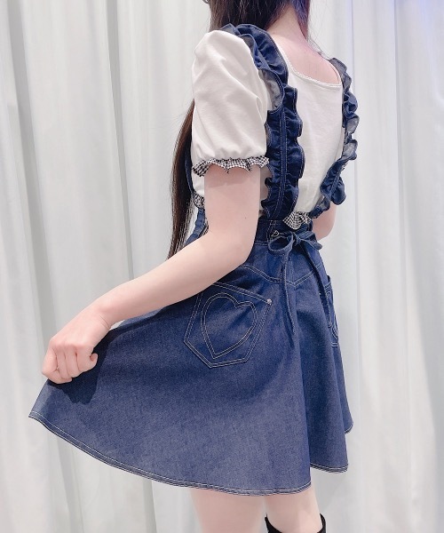 lilLilly（リルリリー）の「フリルサロペットデニムスカート