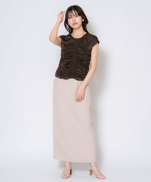 NOELA（ノエラ）の「シャーリングビスチェ切替ブラウス（シャツ/ブラウス・レディース・ベージュ/チャコールグレー/ブルー・フリー）」の12枚目の写真