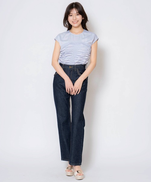 NOELA（ノエラ）の「シャーリングビスチェ切替ブラウス（シャツ/ブラウス・レディース・ベージュ/チャコールグレー/ブルー・フリー）」の5枚目の写真