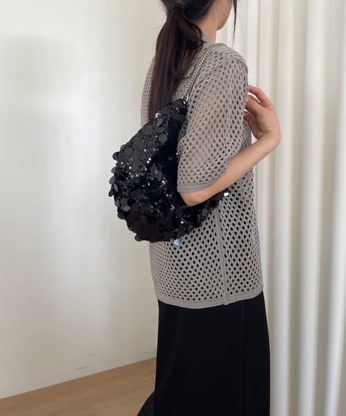 Didot.showroom（ディドット ショールーム）の「【DIDOT.】メッシュニットハーフポロ（ポロシャツ・レディース・ブラック/オートミール/モカ・FREE）」の10枚目の写真