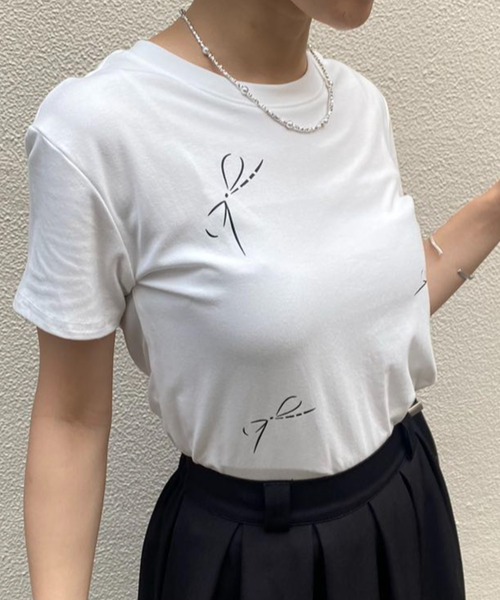 mebole（メボレ）の「シンプルリボンデザインTシャツ（Tシャツ/カットソー・レディース・グレー/ブラック/ホワイト・FREE）」の2枚目の写真