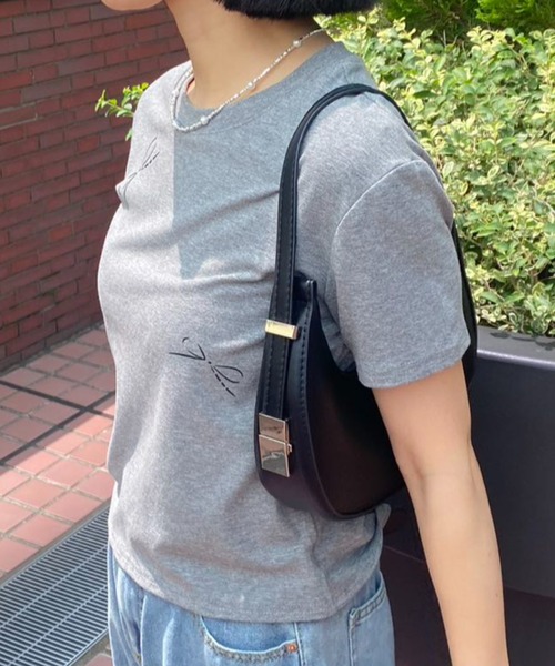 mebole（メボレ）の「シンプルリボンデザインTシャツ（Tシャツ/カットソー・レディース・グレー/ブラック/ホワイト・FREE）」の16枚目の写真