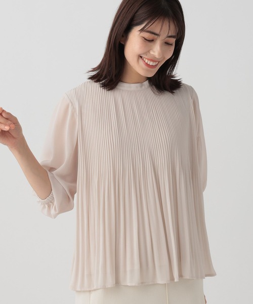 Elura（エルーラ）の「プリーツフレアブラウス/120814（シャツ/ブラウス・レディース・ライトブルー/ベージュ/ネイビー・FREE）」の2枚目の写真