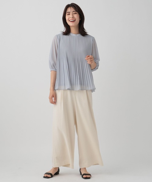 Elura（エルーラ）の「プリーツフレアブラウス/120814（シャツ/ブラウス・レディース・ライトブルー/ベージュ/ネイビー・FREE）」の15枚目の写真