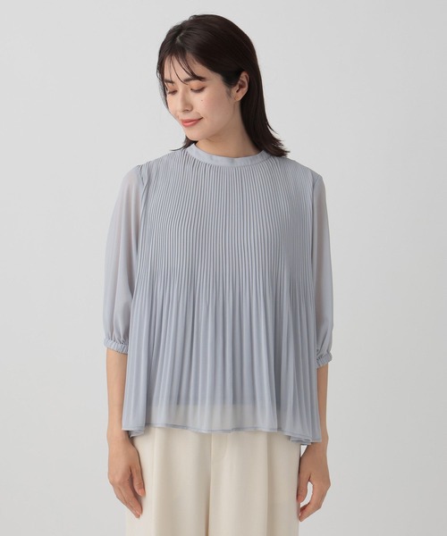 Elura（エルーラ）の「プリーツフレアブラウス/120814（シャツ/ブラウス・レディース・ライトブルー/ベージュ/ネイビー・FREE）」の18枚目の写真