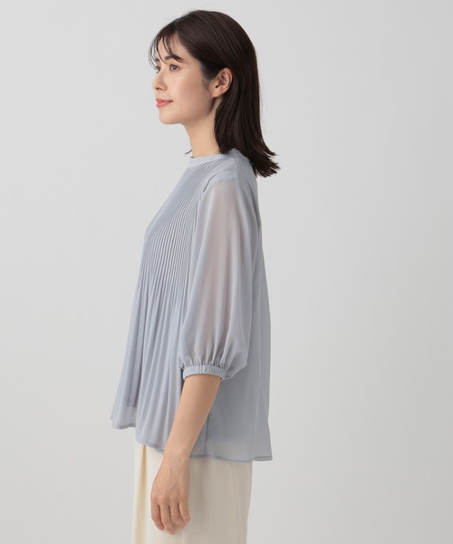 Elura（エルーラ）の「プリーツフレアブラウス/120814（シャツ/ブラウス・レディース・ライトブルー/ベージュ/ネイビー・FREE）」の20枚目の写真