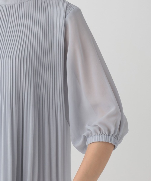 Elura（エルーラ）の「プリーツフレアブラウス/120814（シャツ/ブラウス・レディース・ライトブルー/ベージュ/ネイビー・FREE）」の5枚目の写真