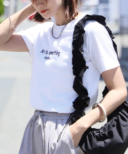 reca（レカ）の「【ロゴが選べる！】ロゴ刺繍Tシャツ（Tシャツ/カットソー・レディース・チャコールグレー/ホワイト/ホワイト系その他/ブルー系その他・FREE）」の8枚目の写真