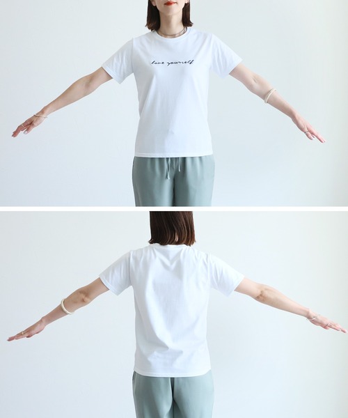 reca（レカ）の「【ロゴが選べる！】ロゴ刺繍Tシャツ（Tシャツ/カットソー・レディース・チャコールグレー/ホワイト/ホワイト系その他/ブルー系その他・FREE）」の13枚目の写真