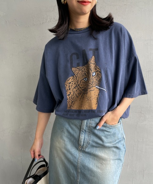 JEANS FACTORY （ジーンズファクトリー）の「[REMI RELIEF/レミレリーフ] 別注 ビッグシルエット SP加工プリントTシャツ（Tシャツ/カットソー・レディース・A/C/D/E/B・M）」の4枚目の写真