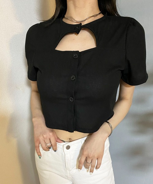 Teem Store(チームストア)の「ショート丈 スクエアネック ブラウス(シャツ/ブラウス・レディース・ブラック・S)」の8枚目の写真