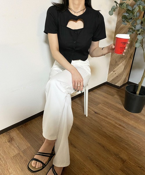 Teem Store(チームストア)の「ショート丈 スクエアネック ブラウス(シャツ/ブラウス・レディース・ブラック・S)」の7枚目の写真