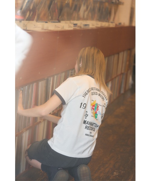 RODEO CROWNS WIDE BOWL（ロデオクラウンズワイドボウル）の「(GR)MR×RCS×Y.YリンガーTシャツ（Tシャツ/カットソー・レディース・チャコールグレー/オフホワイト/イエロー・LARGE/MEDIUM）」の7枚目の写真