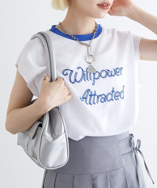 w closet（ダブルクローゼット）の「リンガープリントタンクトップ（タンクトップ・レディース・スミクロ/オレンジ/ライトブルー/オフホワイト・FREE）」の2枚目の写真