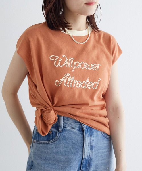 w closet（ダブルクローゼット）の「リンガープリントタンクトップ（タンクトップ・レディース・スミクロ/オレンジ/ライトブルー/オフホワイト・FREE）」の4枚目の写真