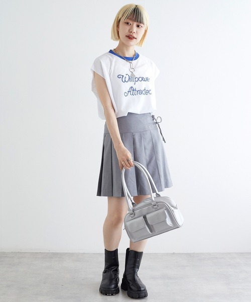 w closet（ダブルクローゼット）の「リンガープリントタンクトップ（タンクトップ・レディース・スミクロ/オレンジ/ライトブルー/オフホワイト・FREE）」の5枚目の写真