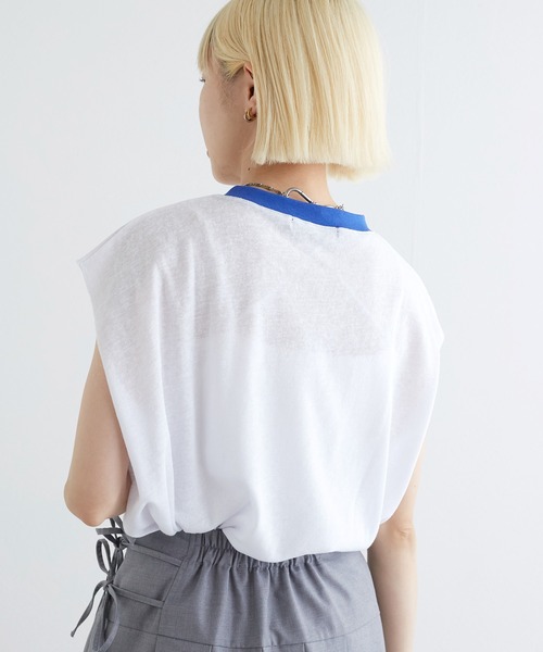 w closet（ダブルクローゼット）の「リンガープリントタンクトップ（タンクトップ・レディース・スミクロ/オレンジ/ライトブルー/オフホワイト・FREE）」の7枚目の写真