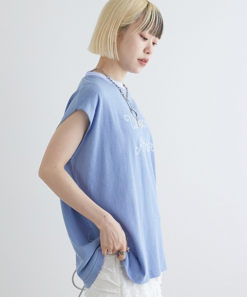 w closet（ダブルクローゼット）の「リンガープリントタンクトップ（タンクトップ・レディース・スミクロ/オレンジ/ライトブルー/オフホワイト・FREE）」の14枚目の写真