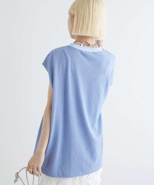 w closet（ダブルクローゼット）の「リンガープリントタンクトップ（タンクトップ・レディース・スミクロ/オレンジ/ライトブルー/オフホワイト・FREE）」の18枚目の写真