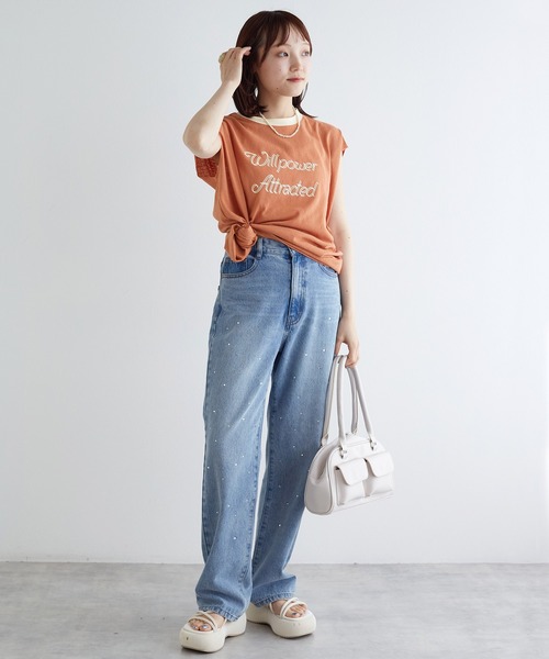 w closet（ダブルクローゼット）の「リンガープリントタンクトップ（タンクトップ・レディース・スミクロ/オレンジ/ライトブルー/オフホワイト・FREE）」の20枚目の写真