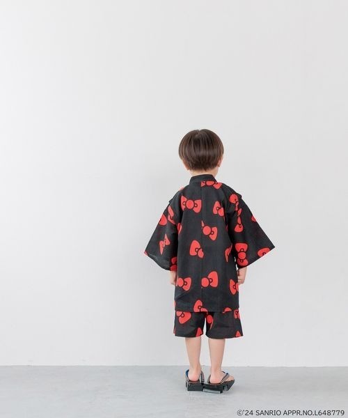 LOWRYS FARM 浴衣　ハローキティ　レディース　ブラック　リボン柄 LOWRYS FARM 浴衣 ハローキティ レディース ブラックリボン柄