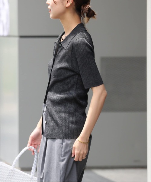 JOURNAL STANDARD relume（ジャーナルスタンダード　レリューム）の「ラメ混リブポロプルオーバー（ニット/セーター・レディース・ブラック/ブラウン・FREE）」の8枚目の写真