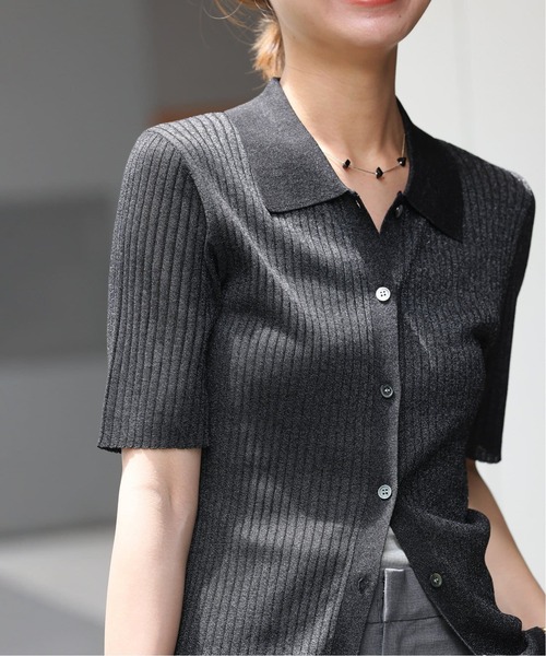 ポロニットプルオーバー　JOURNAL STANDARD relume ラメ混リブポロプルオーバー（ニット/セーター）｜JOURNAL