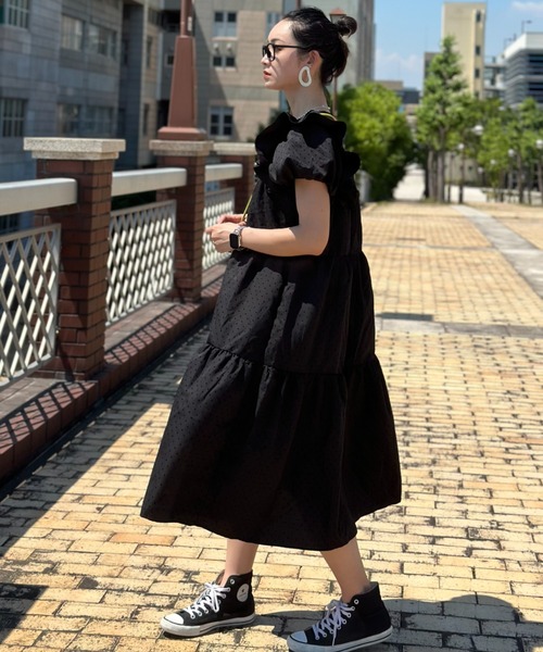 袖フリルティアードワンピース（ワンピース）｜deux amour