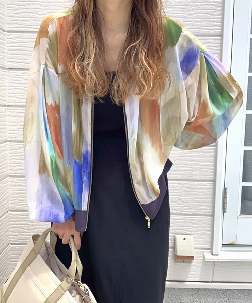 Q（キュー）の「ニュアンスカラーブルゾン（ブルゾン・レディース・グリーン系/イエロー系・MEDIUM）」の9枚目の写真