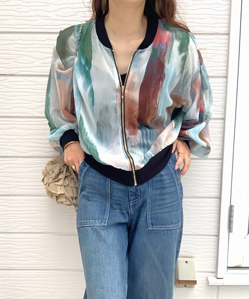 Q（キュー）の「ニュアンスカラーブルゾン（ブルゾン・レディース・グリーン系/イエロー系・MEDIUM）」の13枚目の写真