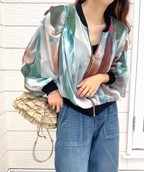 Q（キュー）の「ニュアンスカラーブルゾン（ブルゾン・レディース・グリーン系/イエロー系・MEDIUM）」の14枚目の写真