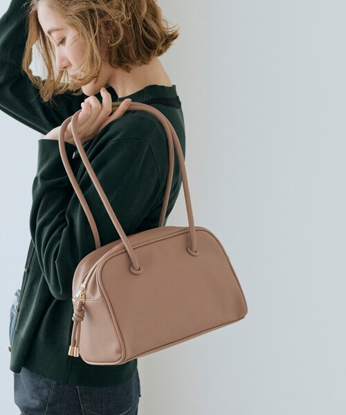grove（グローブ）の「◆【雑誌掲載】ロープハンドルハトメボストン（ボストンバッグ・レディース・ベージュ/ライトグレー/レンガ/ブラック・00）」の4枚目の写真
