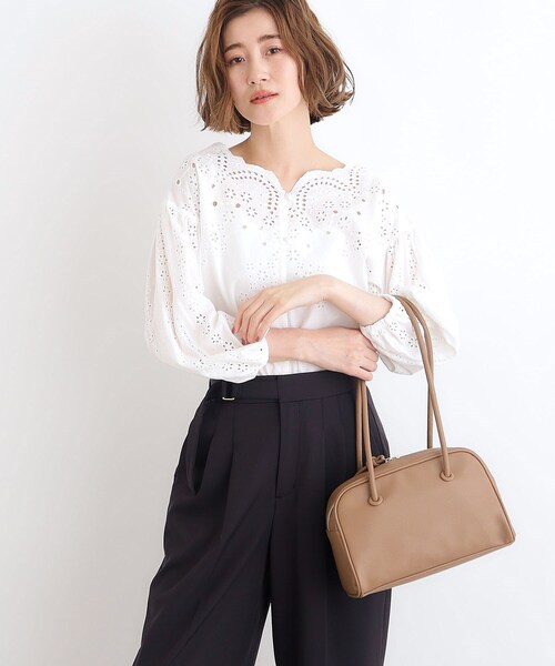 grove（グローブ）の「◆【雑誌掲載】ロープハンドルハトメボストン（ボストンバッグ・レディース・ベージュ/ライトグレー/レンガ/ブラック・00）」の12枚目の写真