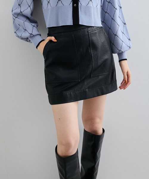 VIS（ビス）の「ヴィンテージライク合皮ミニスカート（スカート・レディース・ブラック/ダークブラウン/ピンク・S/M）」の2枚目の写真