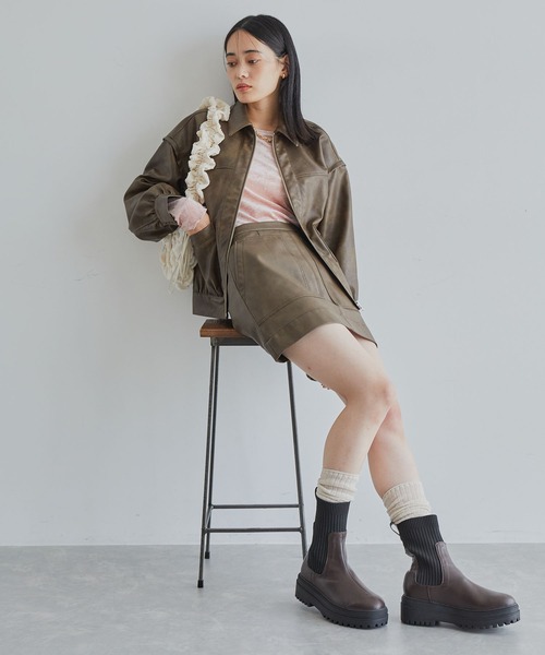 VIS（ビス）の「ヴィンテージライク合皮ミニスカート（スカート・レディース・ブラック/ダークブラウン/ピンク・S/M）」の17枚目の写真