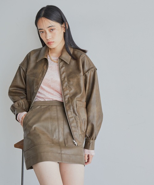 VIS（ビス）の「ヴィンテージライク合皮ミニスカート（スカート・レディース・ブラック/ダークブラウン/ピンク・S/M）」の18枚目の写真