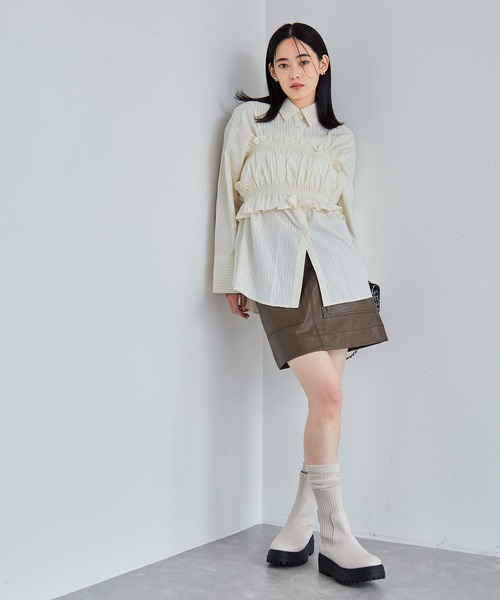 VIS（ビス）の「ヴィンテージライク合皮ミニスカート（スカート・レディース・ブラック/ダークブラウン/ピンク・S/M）」の19枚目の写真