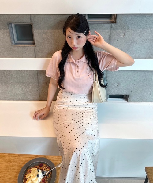 muguet（ミュゲ）の「リボン刺繍ポロシャツ（ポロシャツ）」 - WEAR