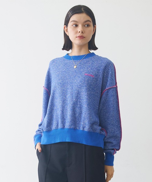 MILKFED.(ミルクフェド)の「OVERLOCK STICHED SWEAT TOP(スウェット・レディース・ネイビー/イエロー/ブルー・ONE SIZE)」の3枚目の写真