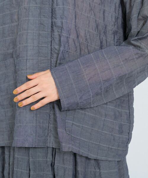 conges payes ADIEU TRISTESSE（コンジェ ペイエ アデュートリステス）の「チャイナボタンシャツジャケット（その他アウター・レディース・チェック/ネイビー/パープル・38）」の17枚目の写真