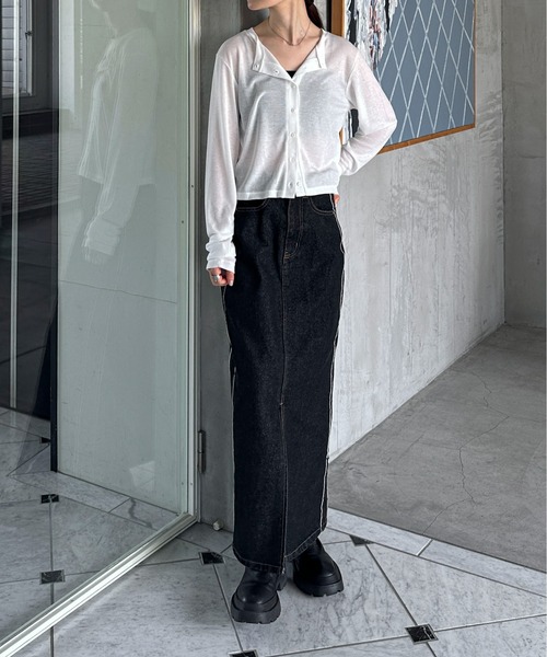 feepur(フェピュール)の「シアーリブカーディガン(カーディガン/ボレロ・レディース・オフホワイト/ブラック/グレー/ブラウン・MEDIUM)」の15枚目の写真