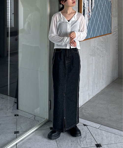 feepur(フェピュール)の「シアーリブカーディガン(カーディガン/ボレロ・レディース・オフホワイト/ブラック/グレー/ブラウン・MEDIUM)」の16枚目の写真