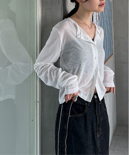 feepur(フェピュール)の「シアーリブカーディガン(カーディガン/ボレロ・レディース・オフホワイト/ブラック/グレー/ブラウン・MEDIUM)」の17枚目の写真