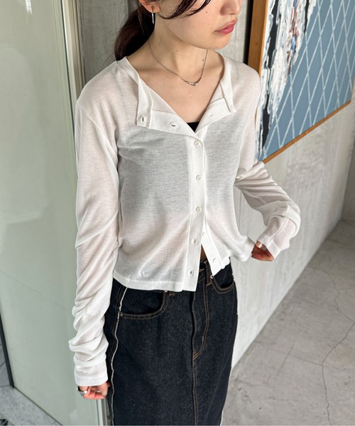 feepur(フェピュール)の「シアーリブカーディガン(カーディガン/ボレロ・レディース・オフホワイト/ブラック/グレー/ブラウン・MEDIUM)」の18枚目の写真