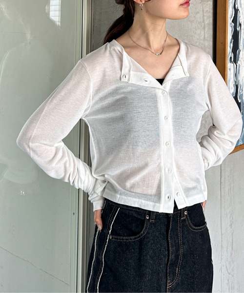 feepur(フェピュール)の「シアーリブカーディガン(カーディガン/ボレロ・レディース・オフホワイト/ブラック/グレー/ブラウン・MEDIUM)」の19枚目の写真