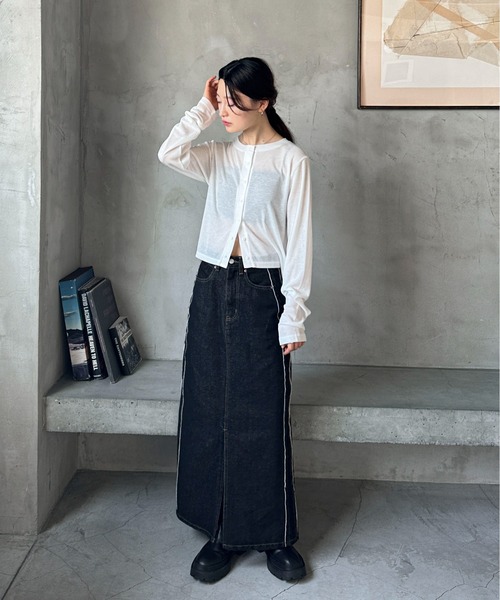 feepur(フェピュール)の「シアーリブカーディガン(カーディガン/ボレロ・レディース・オフホワイト/ブラック/グレー/ブラウン・MEDIUM)」の22枚目の写真