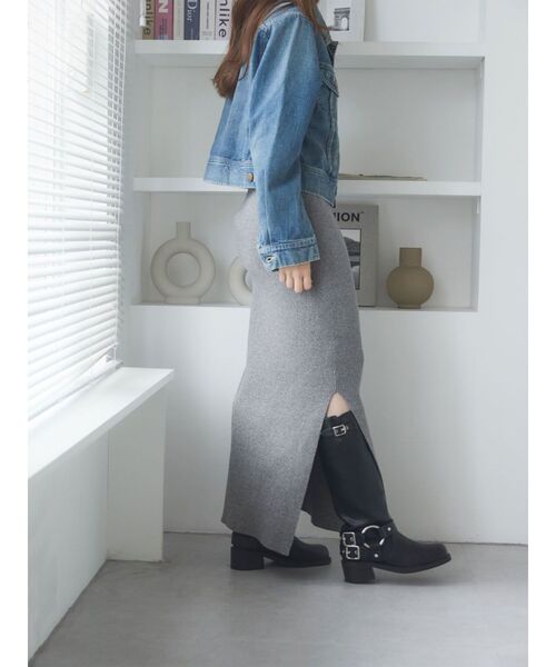 Ungrid（アングリッド）の「サイドスリットリブニットスカート（スカート・レディース・ライトグレー/パープル/グレー・FREE）」の5枚目の写真