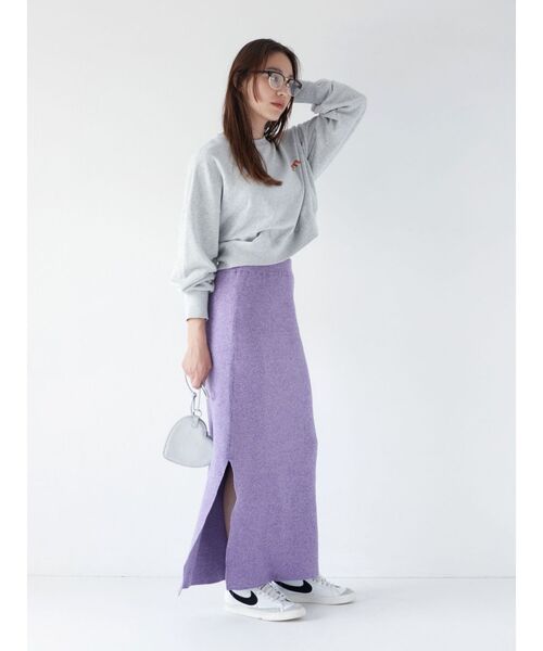 Ungrid（アングリッド）の「サイドスリットリブニットスカート（スカート・レディース・ライトグレー/パープル/グレー・FREE）」の11枚目の写真