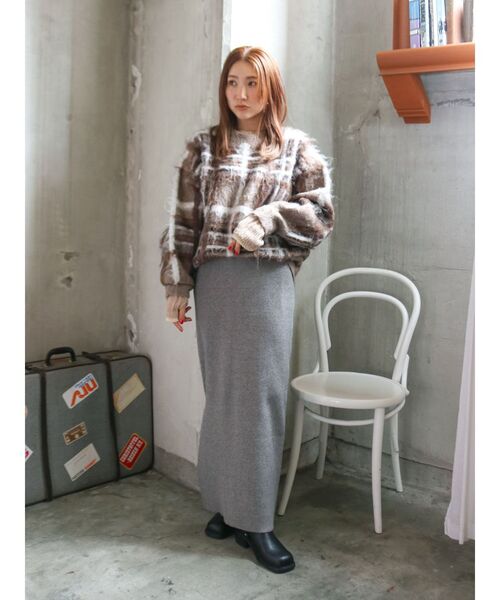 Ungrid（アングリッド）の「サイドスリットリブニットスカート（スカート・レディース・ライトグレー/パープル/グレー・FREE）」の14枚目の写真